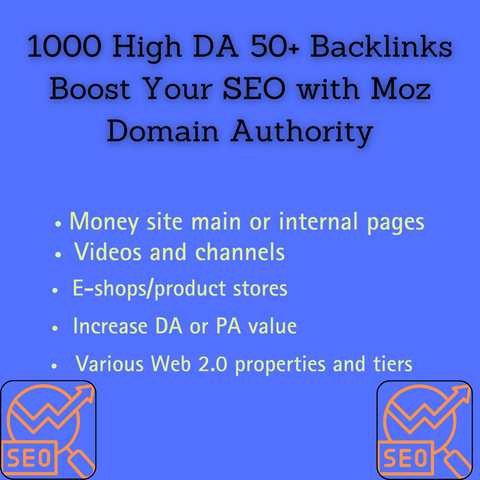 1000 Moz High Domain Authority DA 50+ Backlinks