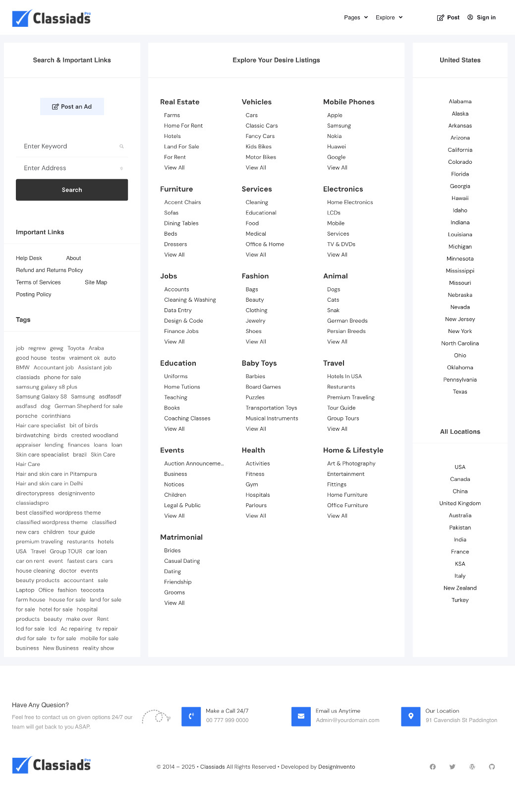 Craigslist Style Classified Website Design with Free 5GB VPS Web Hosting