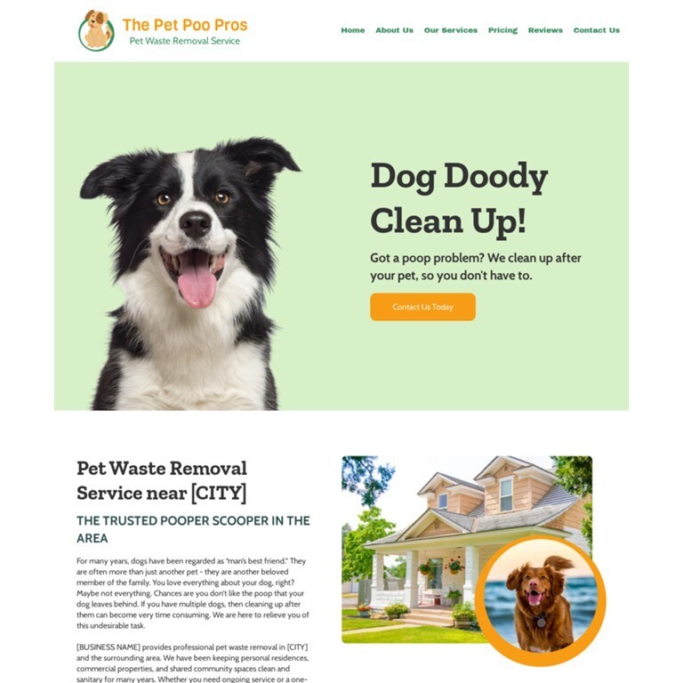 Pet Waste Removal Customized Business Website *SEE FULL DESCRIPTION*
