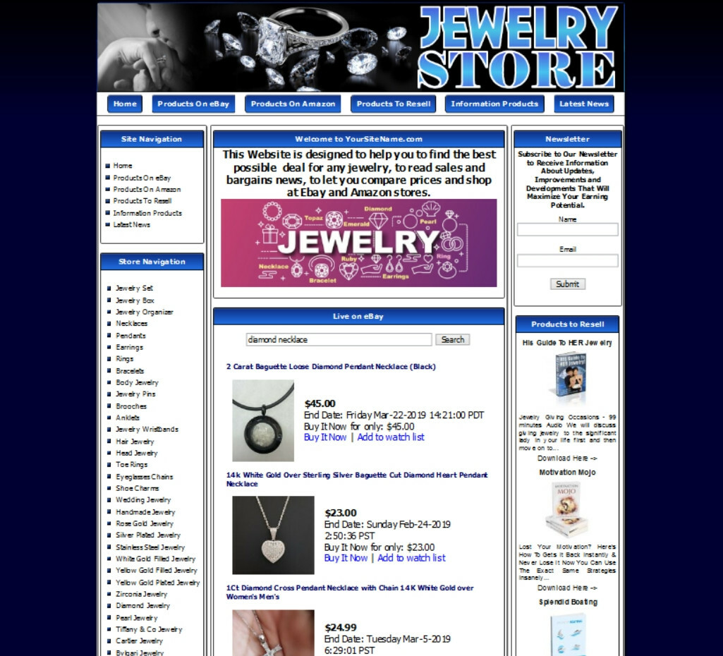 JEWELRY STORE Complete Turnkey Website. Amazon Affiliate Store, Google Adsense