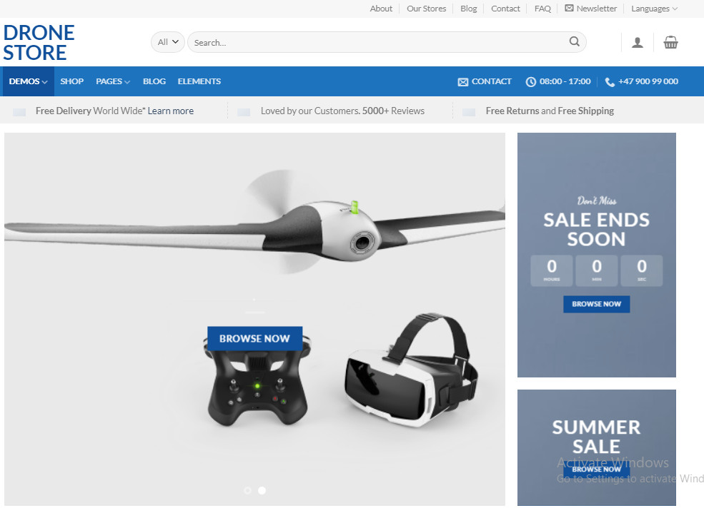 Flying Drones Store Turnkey Dropshipping Readymade Website Free hosting & set up