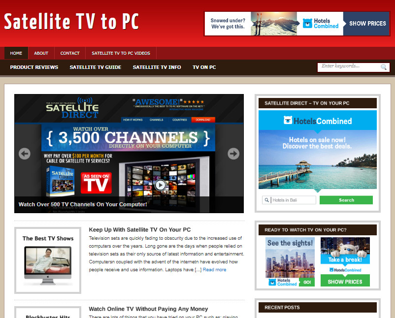 Satellite TV Niche Turnkey-Ready Made Affiliate Website – Free Hosting / Setup