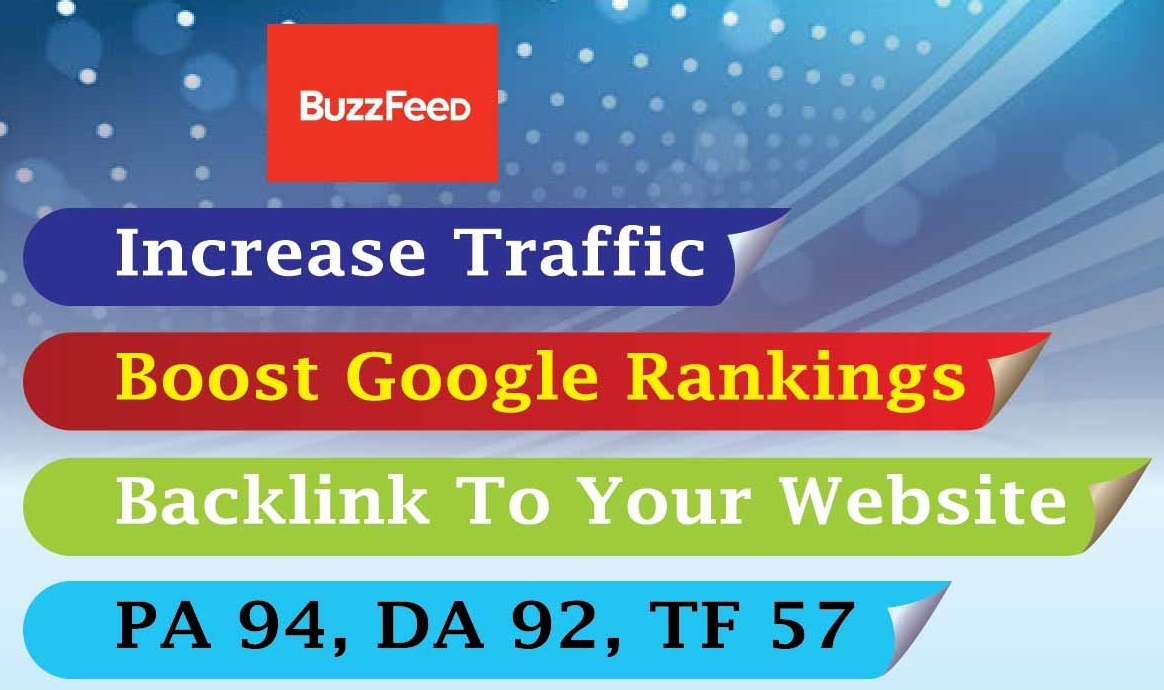 Write and publish an article on Buzzfeed with your Link , DA 92 , TF 57 . SEO