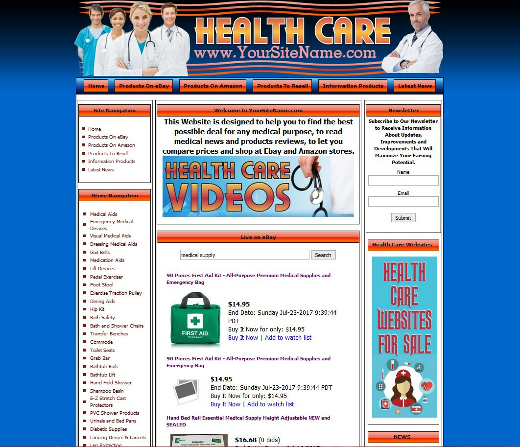 HEALTH CARE AND MEDICAL EQUIPMENT Amazon Adsense Business Website for Sale