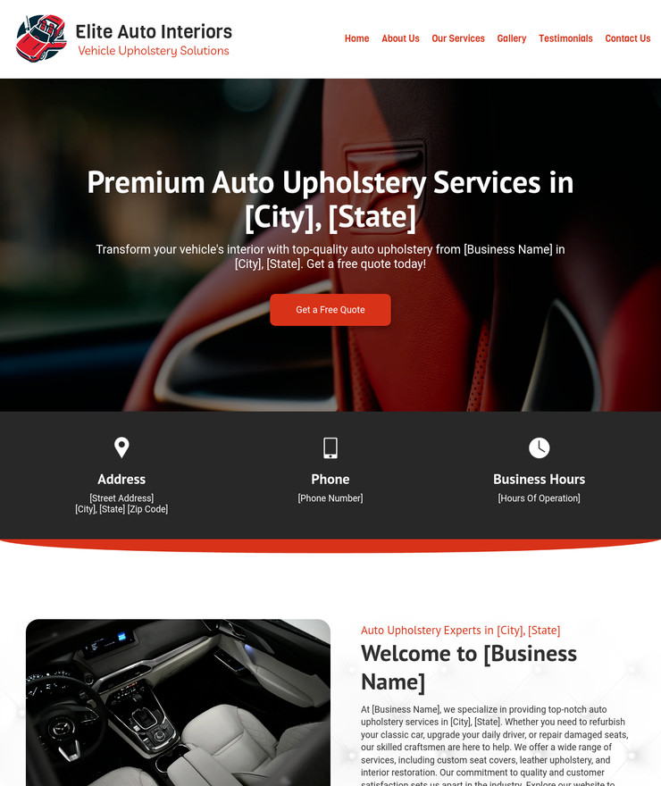 Auto Upholstery Customized Business Website *SEE FULL DESCRIPTION*