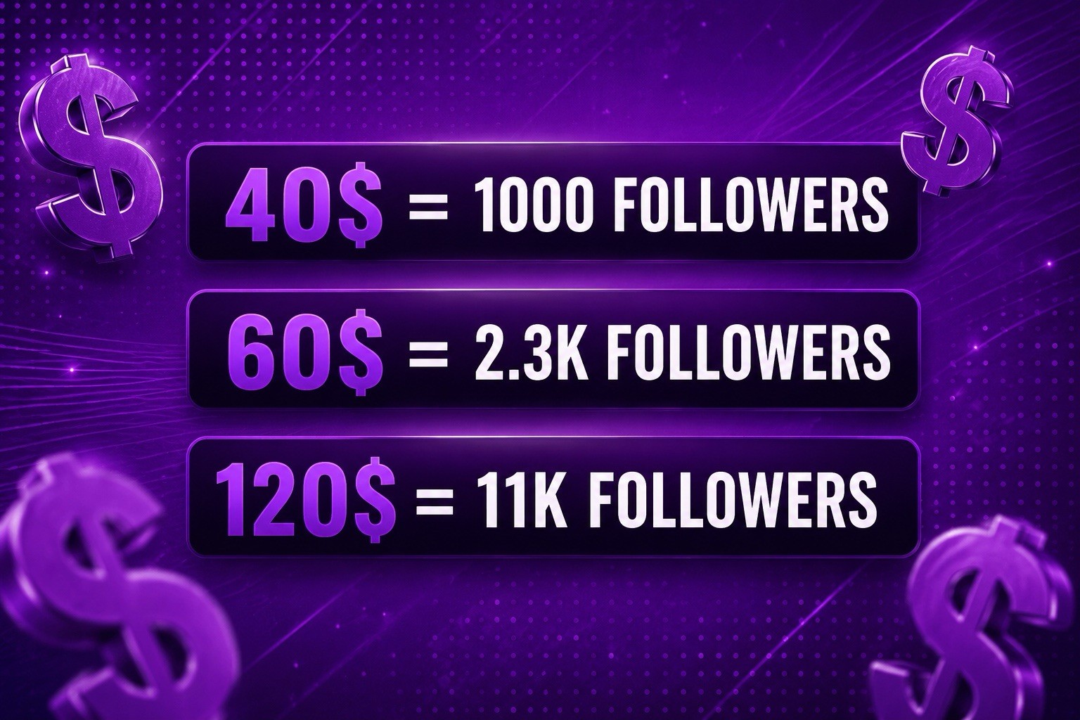 Social Media Followers Package 1000, 2.3K, or 11K Options | Internet Business