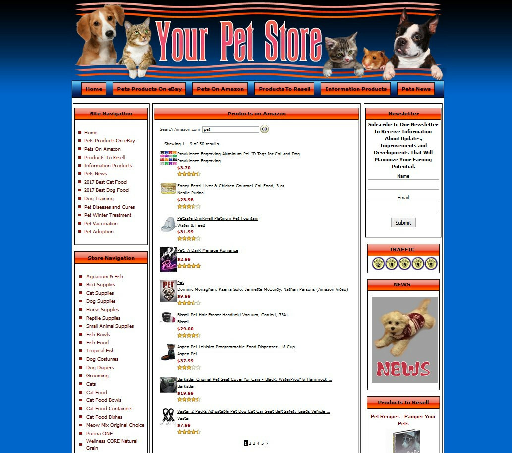 PET SUPPLIES STORE Amazon Website. Google Adsense Income Sources